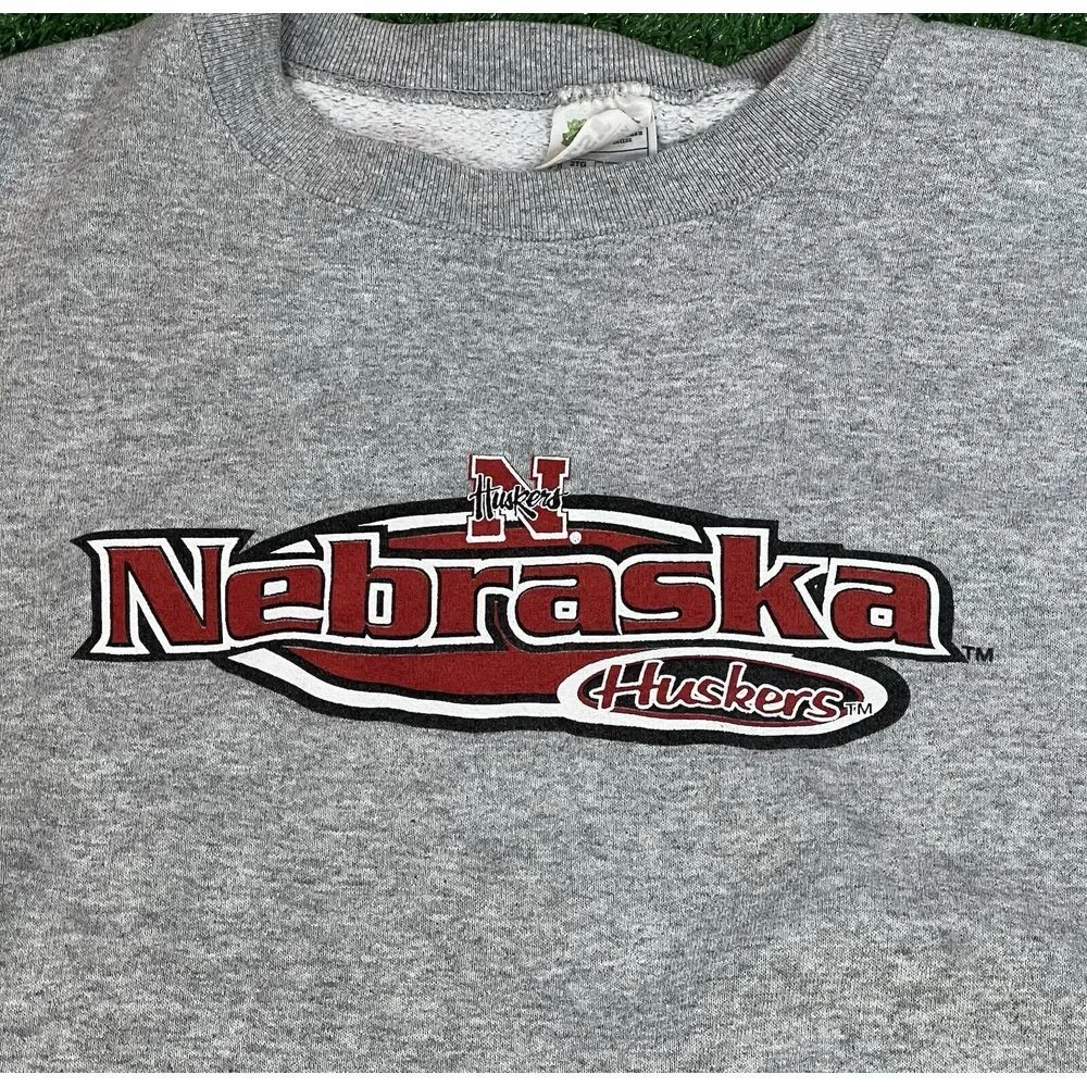 Vintage Nebraska Huskers Gray/Red Crewneck‎ Sweatshirt Mens Size 2XL